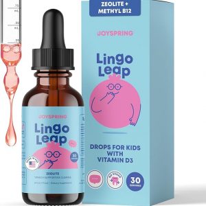 JoySpring LingoLeap - Fórmula líquida para niños con zeolita clinoptilolita, B12 metilada y vitamina D3 | Apoyo diario suave para el bienestar de los niños | A partir de 3 años | (1 onza líquida) 30