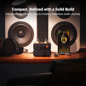 Fosi Audio GR40 Preamplificador de tubo con DAC, amplificador de auriculares estéreo de 0.138 in audio para el hogar para altavoces activos/auriculares, preamplificador convertidor de audio digital a