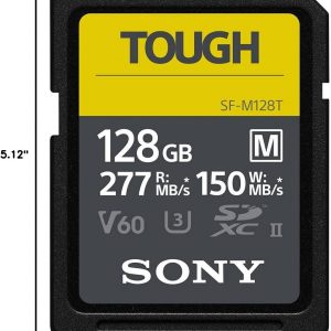 Sony TOUGH-M series SDXC UHS-II Card 128GB, V60, CL10, U3, Max R277MB/S, W150MB/S (SF-M128T/T1)