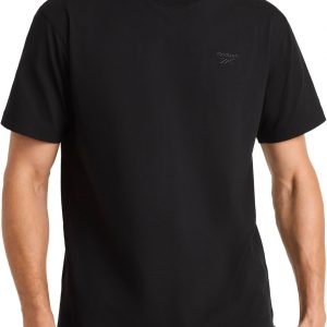 Reebok Mens Short Sleeve Crewneck Embroidered T-Shirt, Standard Fit, Lightweight Stretch Cotton Fabric