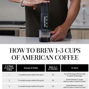 AeroPress Cafetera original y estilo expreso, cafetera portátil de nivel barista con cámara, émbolo y filtros, cafetera rápida y cafetera espresso