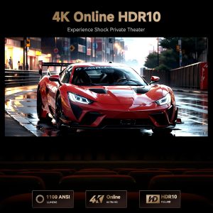 Proyector Wanbo X5 Pro Google TV compatible con 4K, proyector inteligente de 1100 lúmenes ANSI con WiFi y Bluetooth, proyector de películas para exteriores y hogar, enfoque automático y corrección