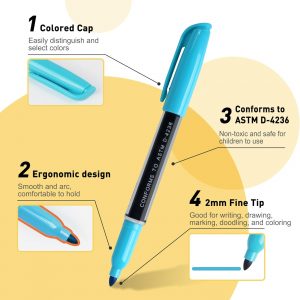 TOWON 12 marcadores permanentes – Juego de rotuladores de dibujo de varios colores, impermeables, de secado rápido, punta fina, marcadores de colores para colorear para adultos