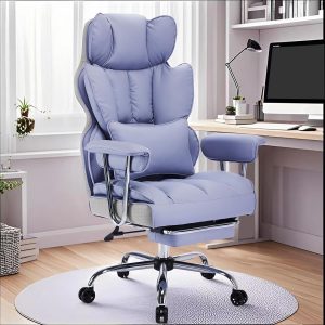 Efomao - Silla ejecutiva de escritorio para oficina, con reposapiés, soporte lumbar y capacidad de carga hasta 400 libras, silla de computadora grande y alta de cuero sintético, morado