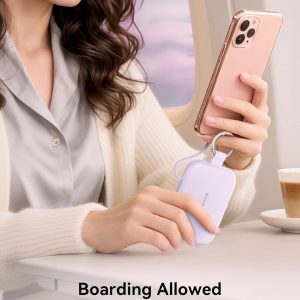 RORRY Cargador portátil, batería de poder portátil de 5000mAh con cables incorporados, paquete de batería de llavero de viaje para iPhone 17/16/15/14/13/12, para AirPods 2/3/4/Pro, Verde