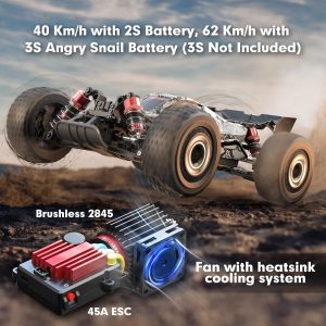 HYPER GO H16PL 1/16 RTR Fast Brushless RC Buggy for Adults, Max 38 mph RC Truck, 4WD High Speed Racing Car with 2S 2000 mAh Battery for RC Basher