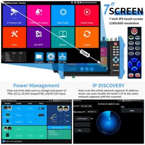 Rsrteng CCTV Camera Tester, 8K 32MP IP Camera Tester with POE++ Max 90W 8MP CVI TVI AHD SDI CVBS Camera Tester 7inch IPS Touch Screen CCTV Tester Support SFP, WiFi HD IPC Tester IPC-9800ADHS Pro