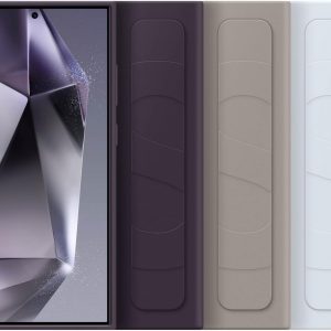 SAMSUNG Galaxy S24 Ultra Standing Grip Phone Case, Protective Silicone Cover with Hand Strap, Kickstand, Durable Design, Soft Touch, US Version, EF-GS928CLEGUS, Light Blue