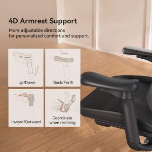 SIHOO Doro C300 Silla de oficina ergonómica con reposabrazos 3D ultra suaves, soporte lumbar dinámico para silla de oficina en casa, silla de escritorio con respaldo ajustable, silla giratoria grande