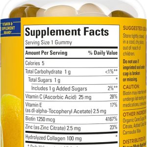 Nature Made, Gomitas de colágeno, 100 mg de colágeno hidrolizado, ayuda a mantener la piel sana; sin gluten, limón, 60 unidades