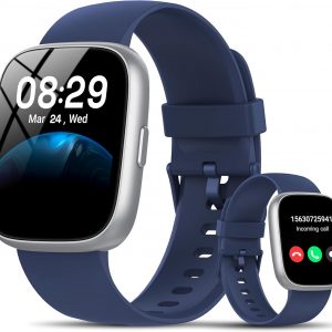 Smart Watch with Alexa Built-in, 1.83" HD Touchscreen Fitness Tracker with Bluetooth Calling, Fitness Watch with Heart Rate/Sleep Monitor/120+ Sports, IP68 Waterproof Smartwatch for Android iOS, Blue
