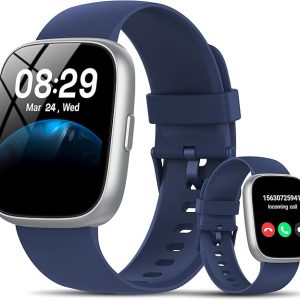 Smart Watch with Alexa Built-in, 1.83" HD Touchscreen Fitness Tracker with Bluetooth Calling, Fitness Watch with Heart Rate/Sleep Monitor/120+ Sports, IP68 Waterproof Smartwatch for Android iOS, Blue