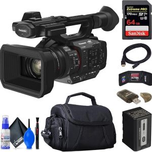 Panasonic Videocámara HC-X2 4K (HC-X2) + tarjeta de memoria de 64 GB + bolsa + lector de tarjetas + cartera de memoria + protector de tapa + kit de limpieza + más