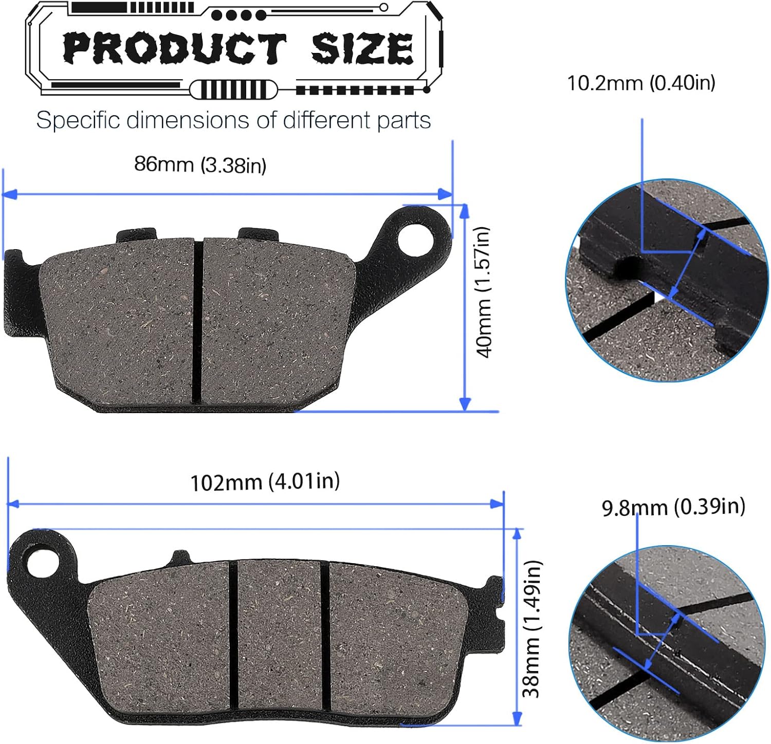 LOCOPOW Front & Rear Brake Pads for Honda CB500F CB300F CB500X CBR250R CBR300R CBR500R CMX300 CMX500 Rebal 300 500 CTX700 NC700 NC750 2011-2023