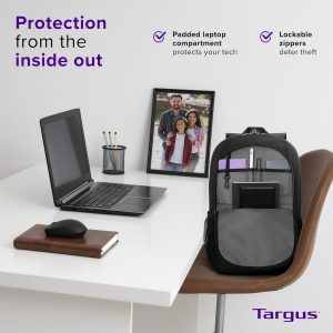 Targus Mochila clásica para laptop de 15 a 16 pulgadas, se adapta a la mayoría de portátiles de hasta 16 pulgadas, mochila de viaje acolchada para viajeros de negocios, universidad y viajes