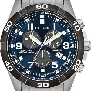 Citizen Men's Eco-Drive Sport Casual Brycen Chronograph Watch, Super Titanium™, Perpetual Calendar, Tachymeter 12/24 Hour Time, Alarm