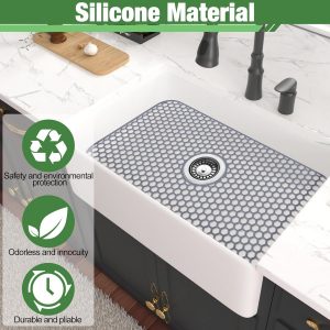 Tapete protector de fregadero, 24.8 x 13 pulgadas, almohadilla para fregadero de cocina para la parte inferior del lavabo para protección de acero inoxidable y vajilla, protector de goma para lavabo