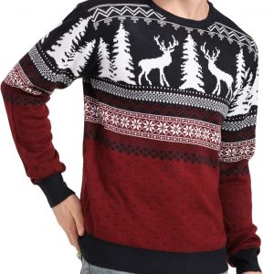 v28 Men's Christmas Reindeer Snowman Penguin Santa and Snowflakes Sweater