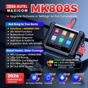 Autel MaxiCOM MK808 OBD2 herramienta de diagnóstico con todas las funciones de servicio y sistema incluso reajuste de aceite, EPB, BMS, SAS, DPF, TPMS y IMMO (MD802+MaxiCheck Pro)