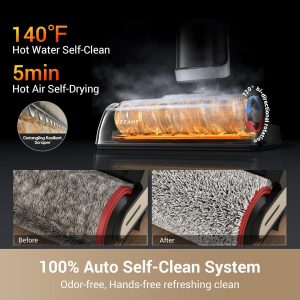 dreame H14 - Trapeador inalámbrico para aspirar en seco y húmedo de 180°, lavado con cepillo de 140 °F, secado rápido con aire caliente en 5 minutos, máquina inteligente de limpieza de suelos duros con potente succión, ideal para suciedad pegajosa