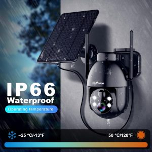 SeeVision Solar Security Cameras Wireless Outdoor, 2K PTZ WiFi 3MP Indoor Security Camera for Home with Spotlight, PIR Motion Detection,Siren, Color Night Vision, 2-Way Talk, SD/Cloud Storage