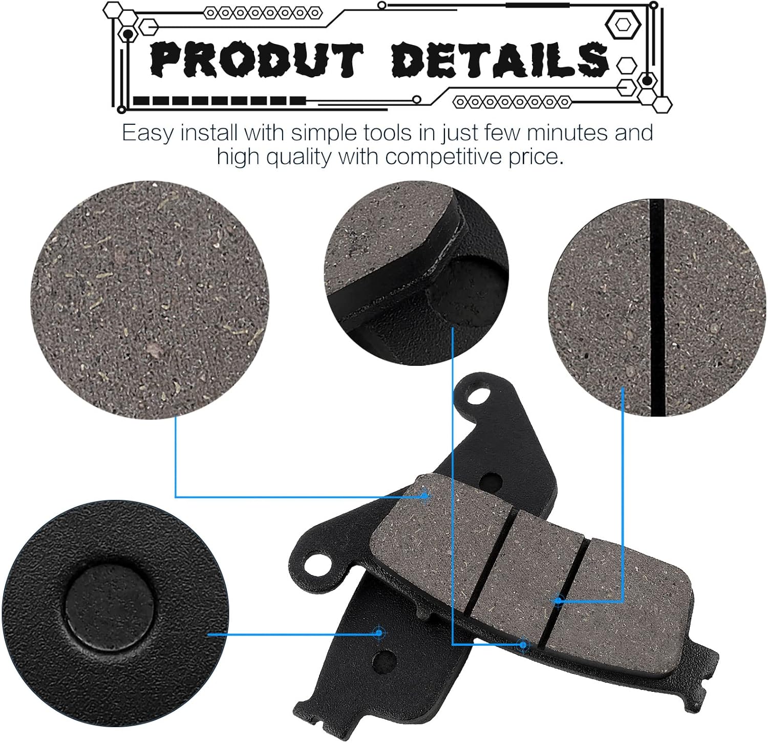 LOCOPOW Front & Rear Brake Pads for Honda CB500F CB300F CB500X CBR250R CBR300R CBR500R CMX300 CMX500 Rebal 300 500 CTX700 NC700 NC750 2011-2023
