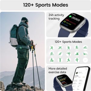 Smart Watch with Alexa Built-in, 1.83" HD Touchscreen Fitness Tracker with Bluetooth Calling, Fitness Watch with Heart Rate/Sleep Monitor/120+ Sports, IP68 Waterproof Smartwatch for Android iOS, Blue