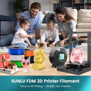 SUNLU PLA 3D Printer Filament PLA Filament 1.75mm, Neatly Wound 3D Printing Filament 1.75mm, Dimensional Accuracy +/- 0.02 mm, Fit Most FDM 3D Printers, 1kg Spool (2.2lbs), Black