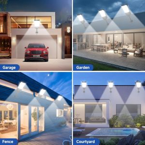 TFKK Solar Street Lights Outdoor, Waterproof Motion Sensor Solar Lights with Remote Control, 6500K Dusk to Dawn Parking Lot Flood Light for Outside Garage Yard, 8 Pack