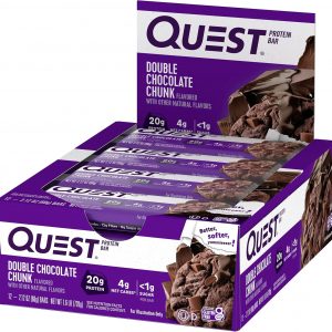 Quest Nutrition Dipped Chocolate Chip Cookie Dough Protein Bars, 1.76 Oz, 12 Ct & Double Chocolate Chunk Protein Bars, High Protein, Low Carb, Gluten Free, Keto Friendly, 12 Count