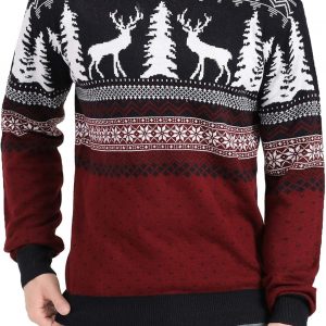 v28 Men's Christmas Reindeer Snowman Penguin Santa and Snowflakes Sweater