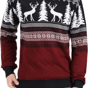 v28 Men's Christmas Reindeer Snowman Penguin Santa and Snowflakes Sweater