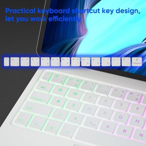 doqo Funda con teclado para Samsung Galaxy Tab S10 FE/S9/S9 FE/S8/S7 de 11 pulgadas, funda magnética con teclado con panel táctil, soporte voladizo flotante retroiluminado inalámbrico, funda