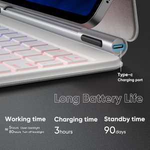 doqo Funda con teclado para Samsung Galaxy Tab S10 FE/S9/S9 FE/S8/S7 de 11 pulgadas, funda magnética con teclado con panel táctil, soporte voladizo flotante retroiluminado inalámbrico, funda