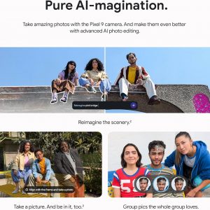 Google Pixel 9 - Unlocked Android Smartphone with Gemini, 24-Hour Battery, Advanced Camera, and 6.3" Actua Display - Porcelain - 128 GB