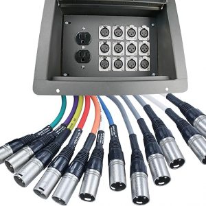 Pro Audio Stage Recessed Floor Box with 110v Electric and XLR Connections (12 XLR, Pre Wired)