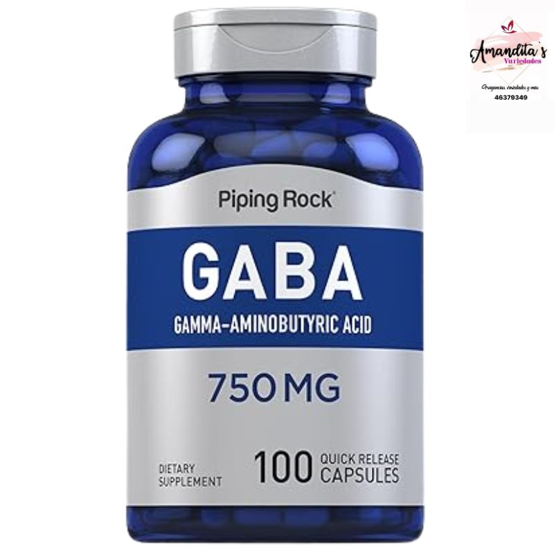 GABA (Ácido Gamma-Aminobutírico), 750 mg, 100 cápsulas de liberación rápida