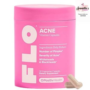 Cápsulas para el acné O Positiv FLO – Reducen la cantidad y la gravedad de granos, puntos blancos, puntos negros y pústulas en la cara, la espalda y el cuerpo – Lactoferrina, zinc y vitamina E derivados del calostro – 30 porciones