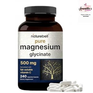 Glicinato de magnesio puro Naturebell 500 mg, 240 cápsulas vegetales | 100 % quelado y purificado – probado por terceros, apto para veganos, sin OGM