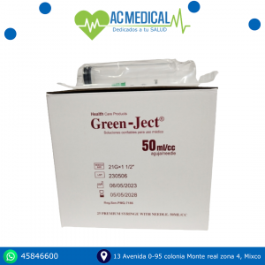 Caja de jeringas Green Ject 20cc 50 unidades